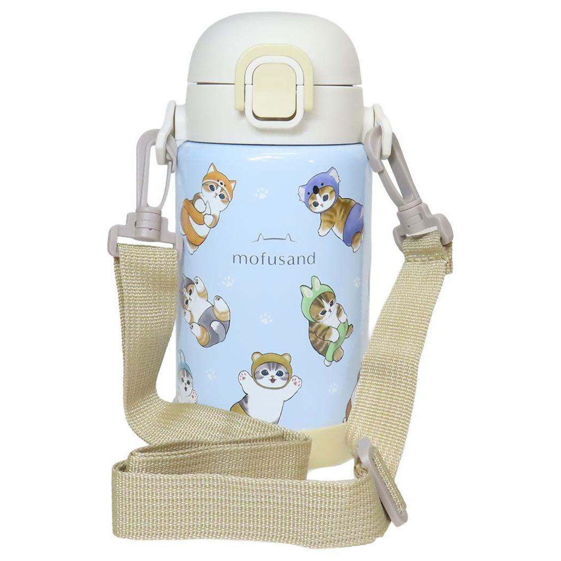 シネマコレクション cinemacollection モフサンド 保冷水筒 ステンレスワンプッシュボトル700ml にゃんぱんつ mofusand 東亜金属 ロック機能 ワンタッチ 軽量 キャラクター グッズ 【返品不可商品】 ブルー
