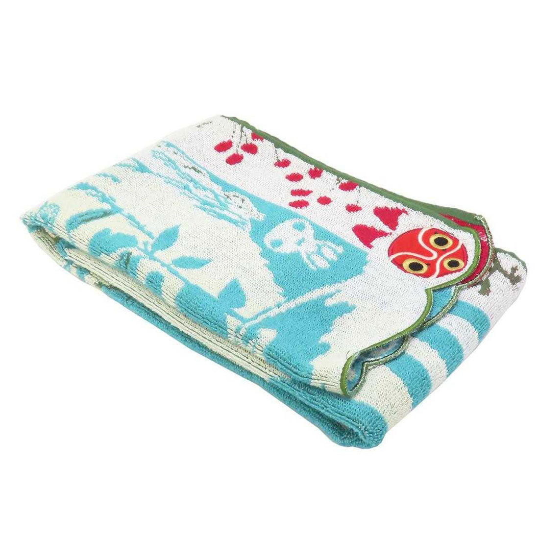 シネマコレクション cinemacollection もののけ姫 ロングタオル パイルジャカード フェイスタオル シシ神とサン 丸眞 オーガニックコットン アップリケ刺しゅう キャラクター グッズ マルチカラー