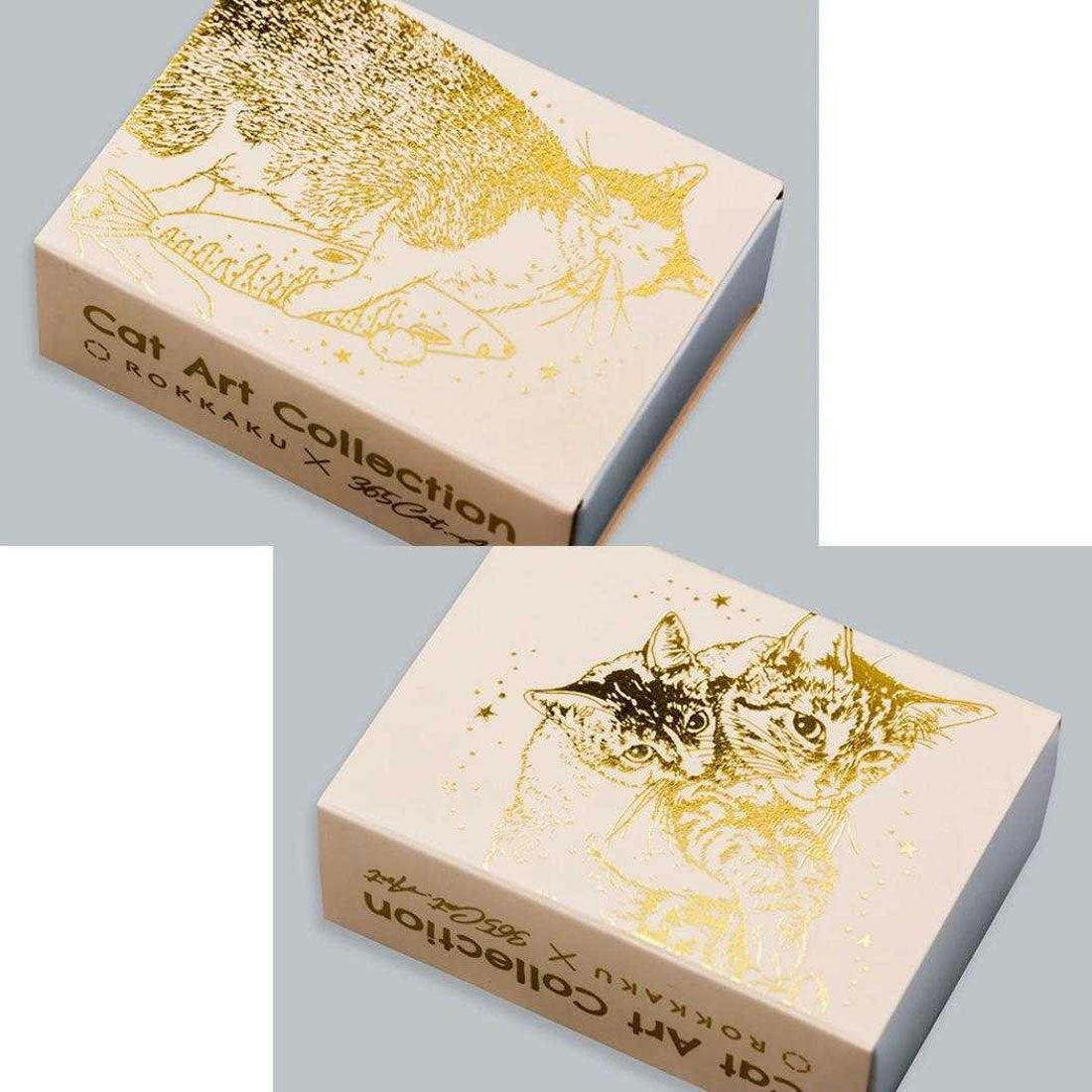 シネマコレクション cinemacollection ROKKAKU x 365Cat Art メモ帳 メモ入りミニBOX Cat Art Collection pink ねこ フタバ ネコ 箔押し 箱入りメモ グッズ ベージュ