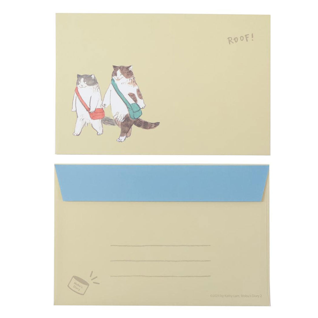 シネマコレクション cinemacollection 三毛猫モブは猫缶を稼ぎたい Mobu's Diary 手紙セット レターセット Meow ねこ Green Flash 便箋＆封筒 キャラクター グッズ マルチカラー