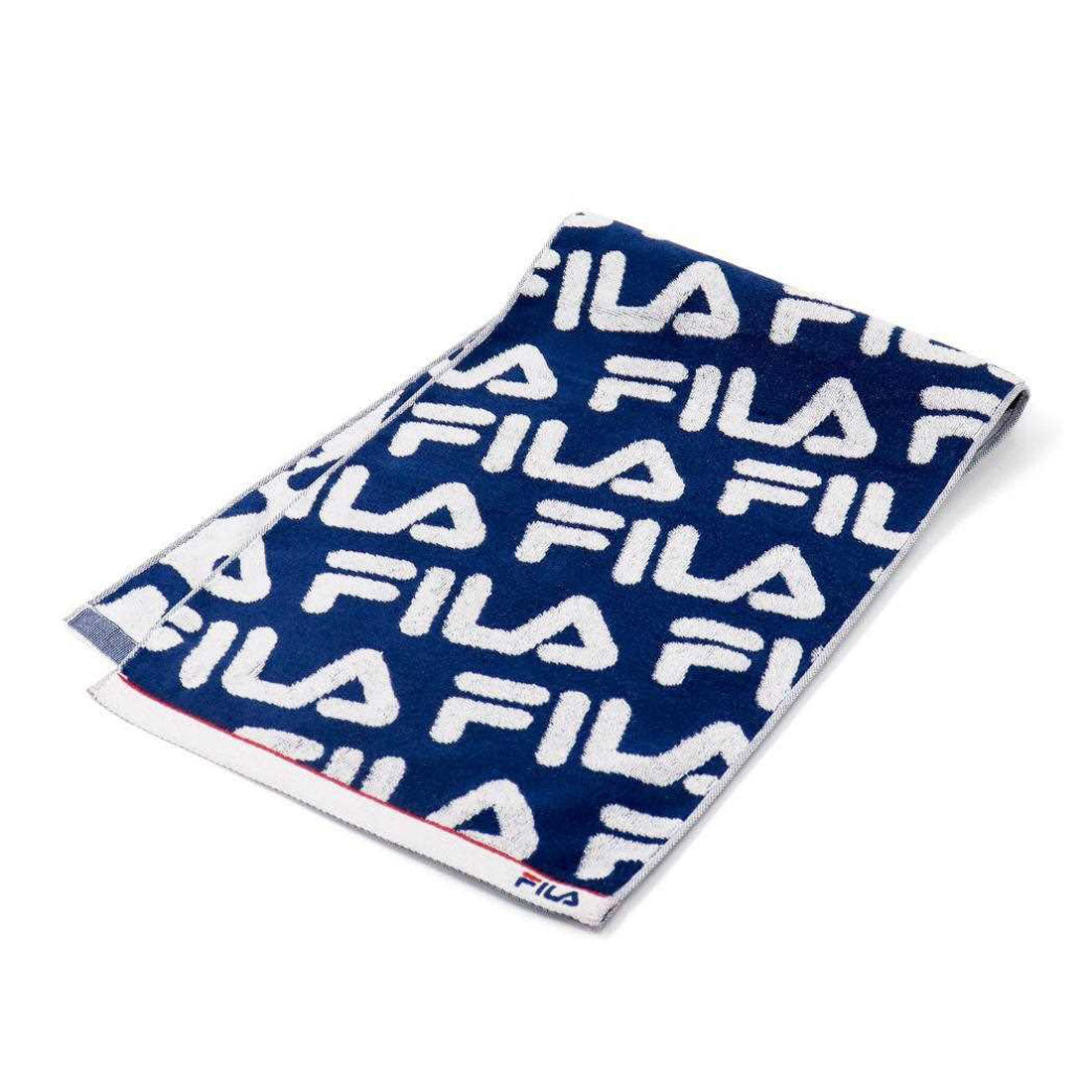 シネマコレクション cinemacollection FILA フィラ フェイスタオル フルフィーコットン スポーツタオル 総柄 ネイビー タオル美術館 プレゼント 汗拭きタオル グッズ 他