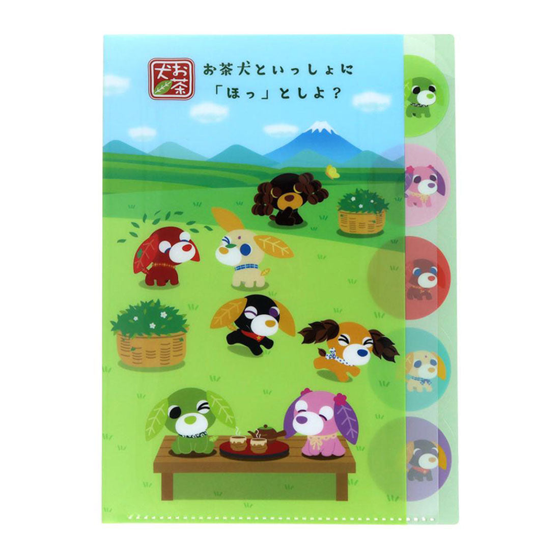 シネマコレクション cinemacollection お茶犬 ポケットファイル ダイカットクリアファイル5P みんな サンスター文具 新学期準備文具 キャラクター グッズ グリーン