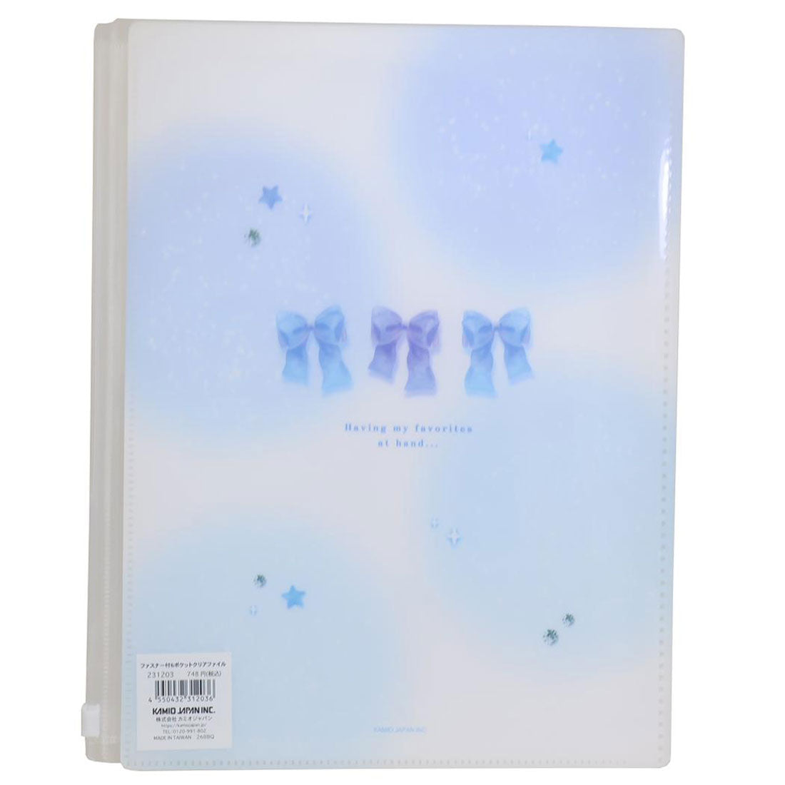 シネマコレクション cinemacollection milky blue ポケットファイル ファスナー付き6ポケットクリアファイル A4 リボン カミオジャパン ジップファスナー付 新学期準備文具 かわいい グッズ 他