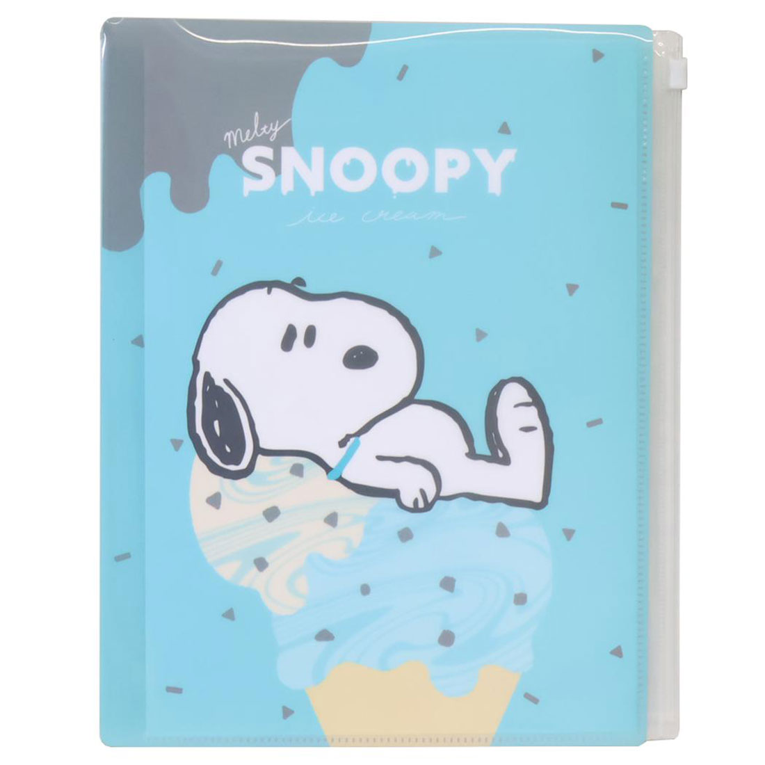 シネマコレクション cinemacollection スヌーピー ポケットファイル ファスナー付き6ポケットクリアファイル MELTY ICE CREAM ピーナッツ カミオジャパン 新学期準備文具 キャラクター グッズ ブルー