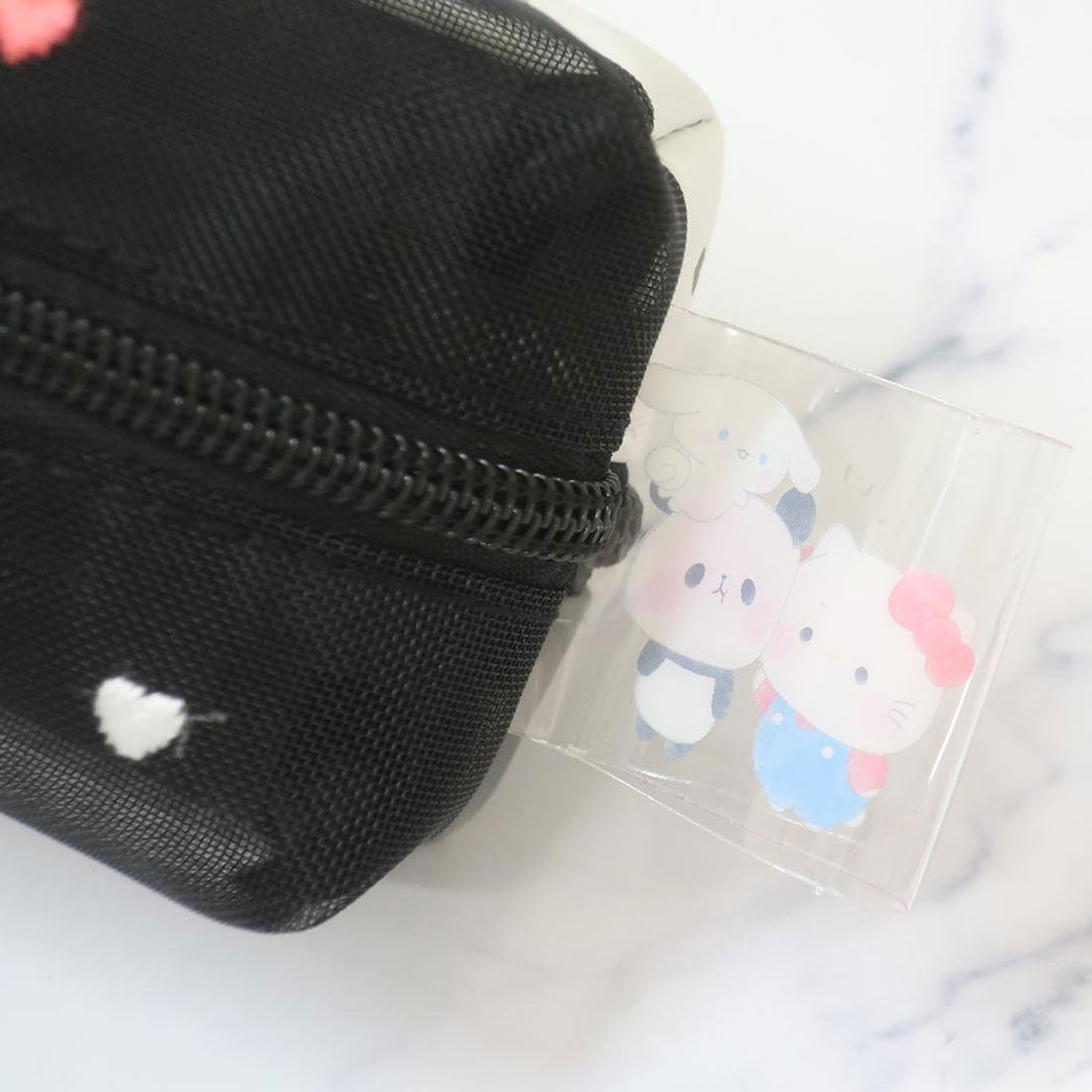 シネマコレクション cinemacollection サンリオxもちぱん ペンポーチ 2ルームペンケース モノクロリボン カミオジャパン 筆箱 新学期準備文具 グッズ ブラック
