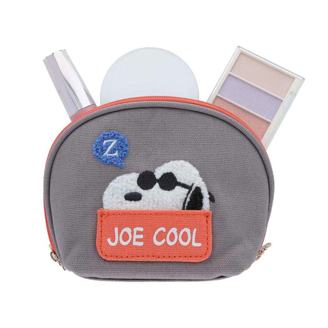シネマコレクション cinemacollection スヌーピー コスメポーチ サガラ刺繍ラウンドポーチ PNAT11 ジョー クール ピーナッツ サンスター文具 小物入れ キャラクター グッズ グレー