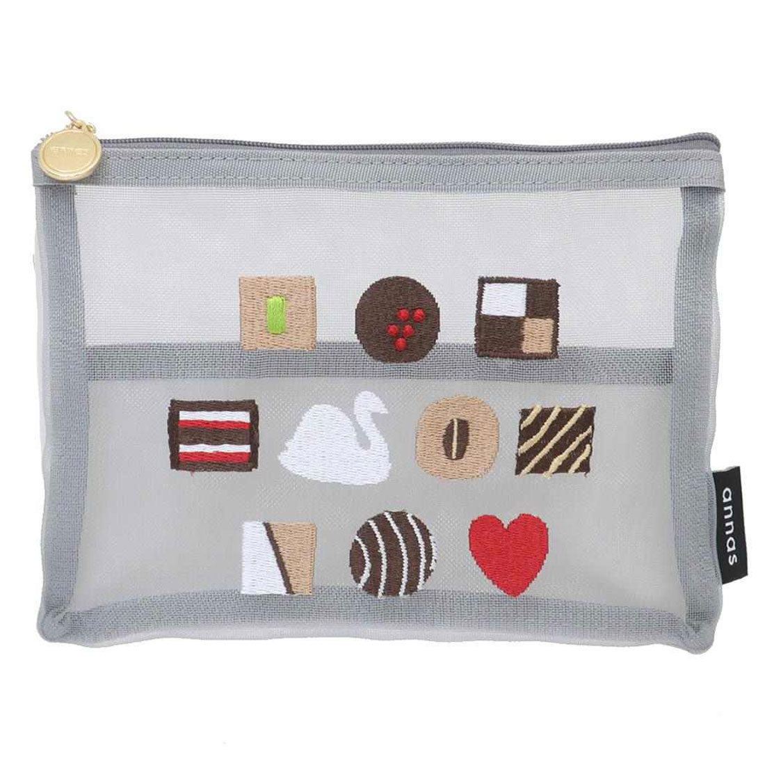 シネマコレクション cinemacollection annas アンナス コスメポーチ 刺繍メッシュポーチ チョコ 学研ステイフル 小物入れ 化粧ポーチ おしゃれ グッズ グレー