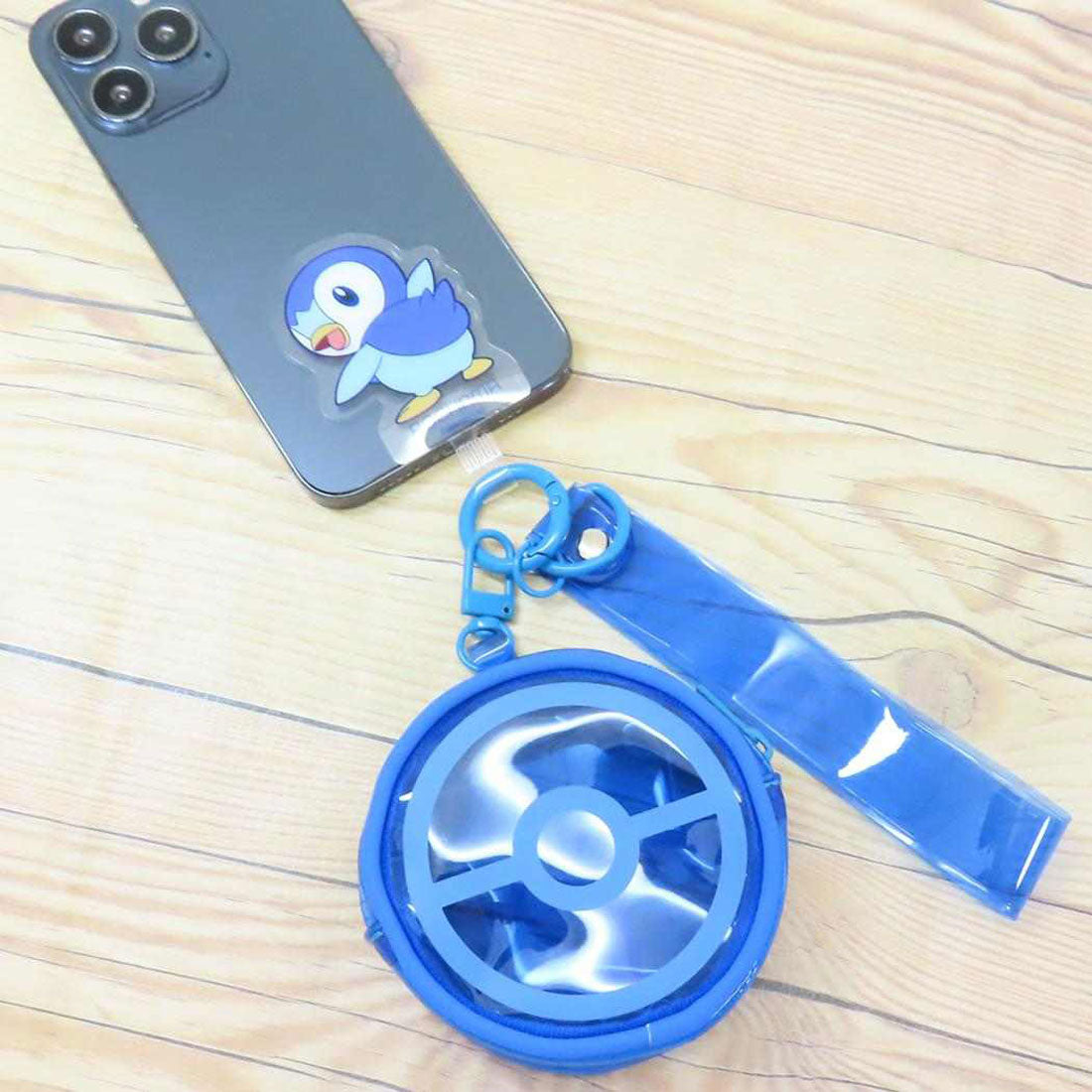 シネマコレクション cinemacollection ポケットモンスター スマホアクセ マルチリングプラス ハントドストラップ＆ポーチ付 ポッチャマ ポケモン グルマンディーズ 携帯ストラップ キャラクター グッズ ブルー
