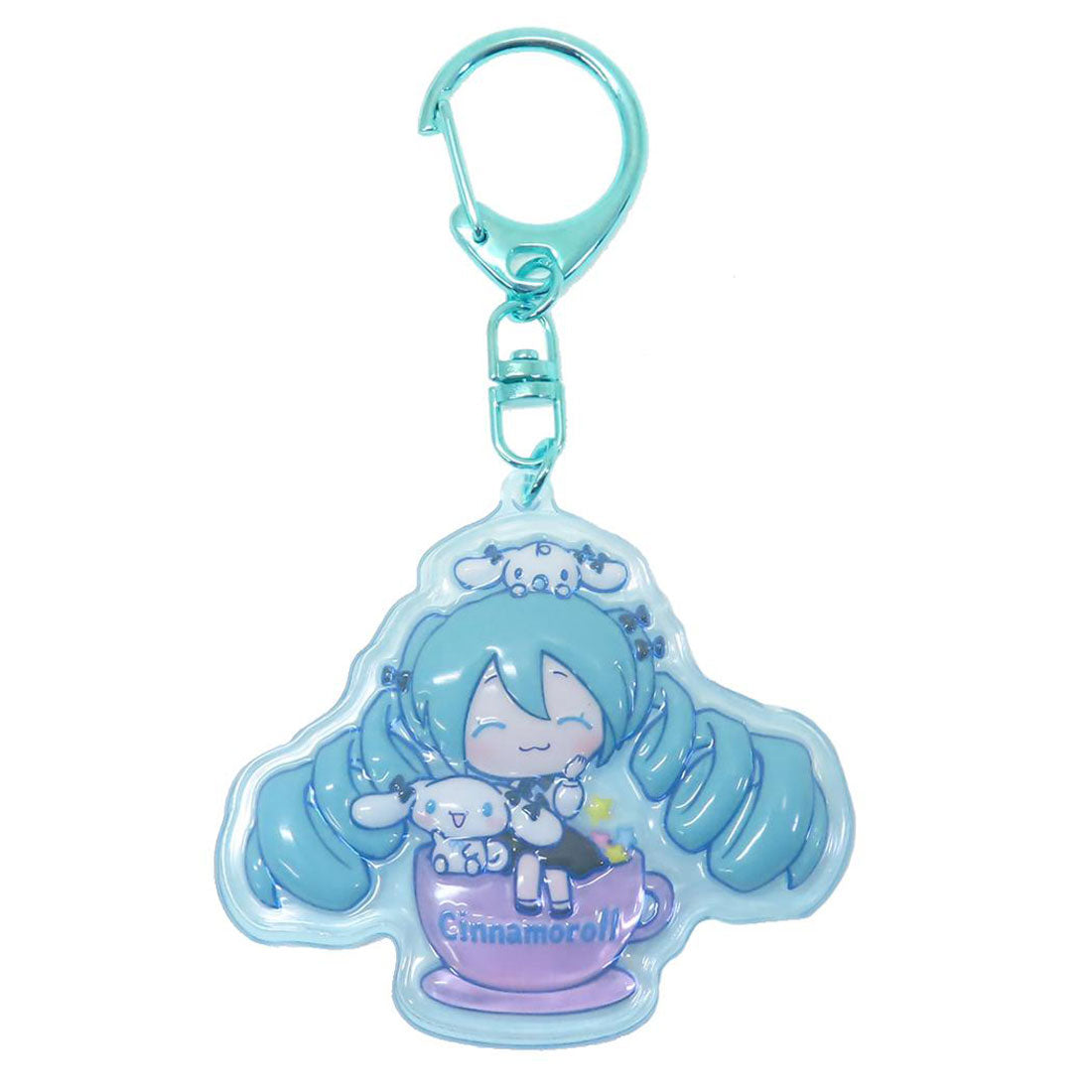シネマコレクション cinemacollection 初音ミクxシナモロール キーリング ぷっくりったいキーホルダー コーヒーカップ ケイカンパニー プレゼント キャラクター グッズ グリーン
