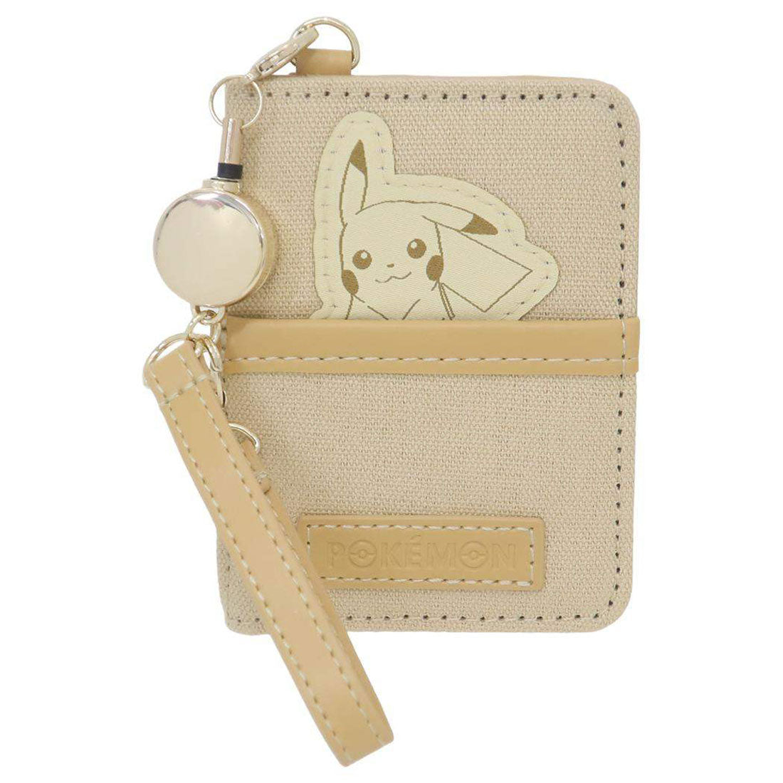 シネマコレクション cinemacollection ポケットモンスター 定期入れ リール付き 2つ折りパスケース ひょっこりワッペンシリーズ ピカチュウ ポケモン マリモクラフト ICカードケース パスケース キャラクター グッズ ベージュ