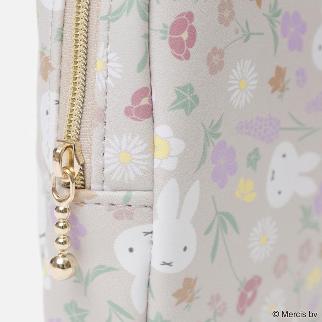 シネマコレクション cinemacollection ミッフィー コスメポーチ MIFFY Floral pattern 縦型スクエアポーチ ベージュ ディックブルーナ エフエービージャパン 小物入れ メイクポーチ 絵本キャラクター グッズ 他