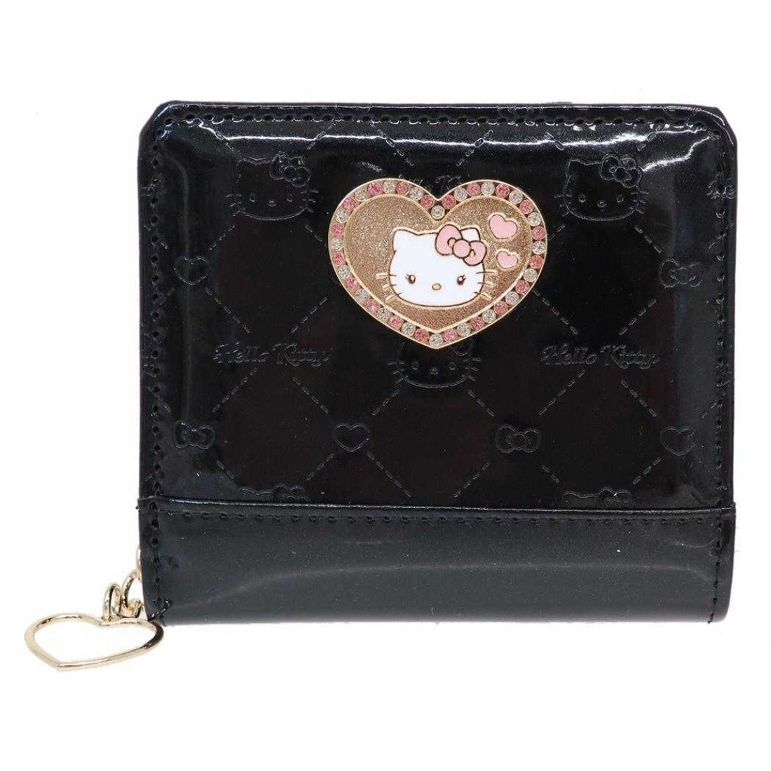 シネマコレクション cinemacollection ハローキティ 財布 ハートプレート2つ折りミニ財布 ブラック サンリオ ラビット 他
