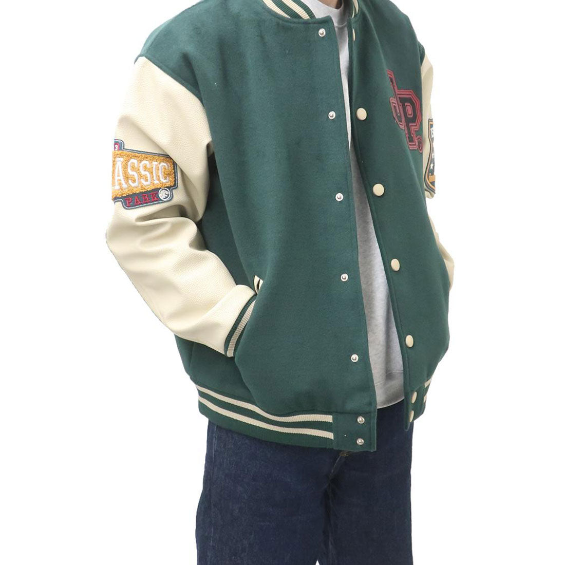 シネマコレクション cinemacollection ジュラシックワールド アウター メンズ スタジャン ジュラシックグリーン 3L 恐竜 丸眞 プレゼント スカジャン 映画キャラクター グッズ グリーン
