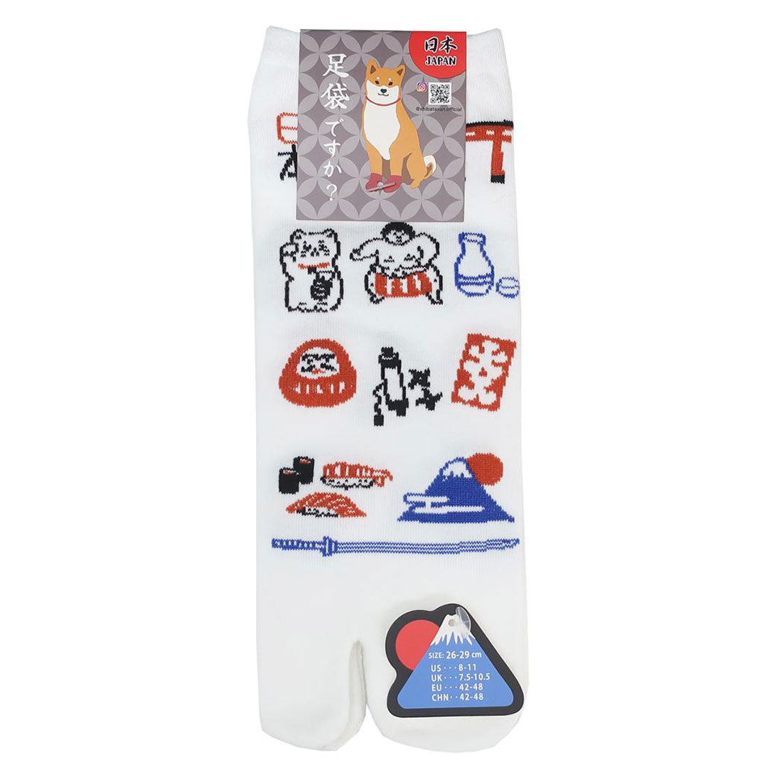 シネマコレクション cinemacollection 男性用靴下 足袋ソックス M にほんづくし フレンズヒル 26-29cm 柴犬 大人用靴下 キャラクター グッズ ホワイト