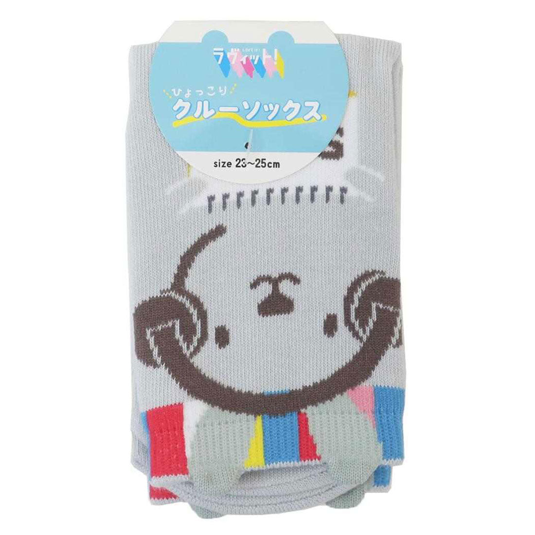 シネマコレクション cinemacollection LAPPY 女性用靴下 ひょっこりクルーソックス レディース カンペ カミオジャパン かわいい キャラクター グッズ グレー