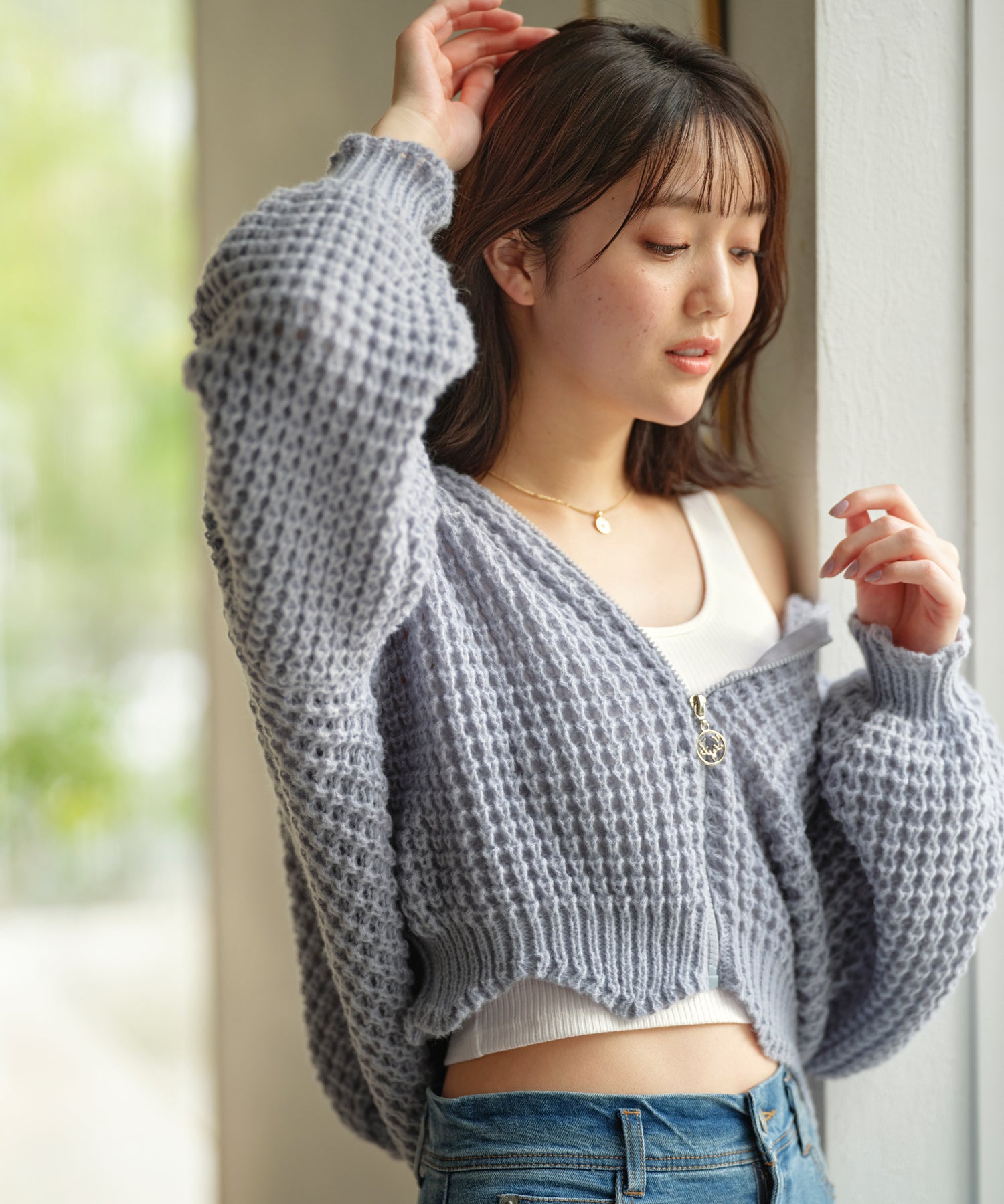 ユナウ YU'NOW カップ付クロップドタンクトップ