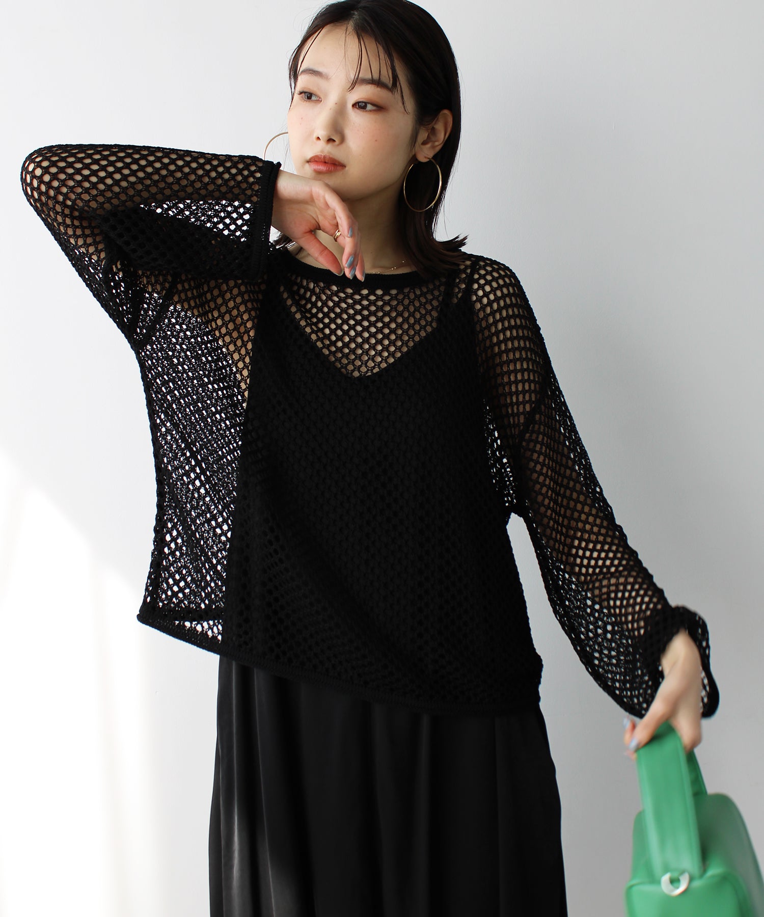 エヌエフ n.f. メッシュショートニット