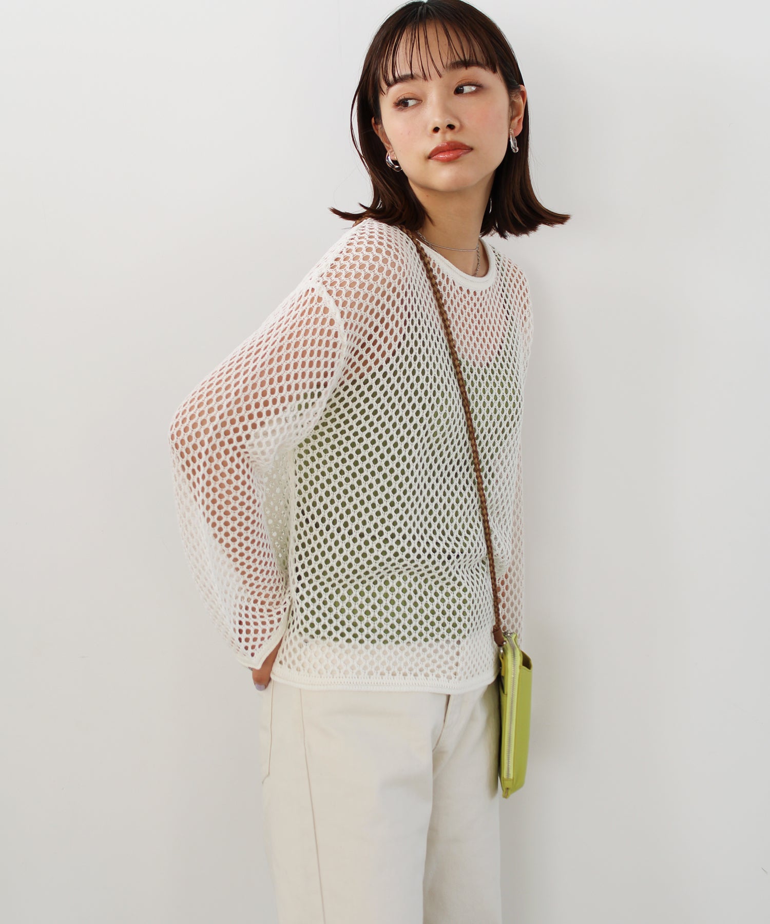 エヌエフ n.f. メッシュショートニット