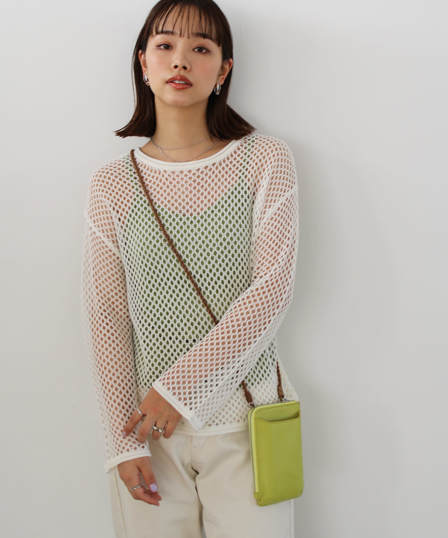 エヌエフ n.f. メッシュショートニット