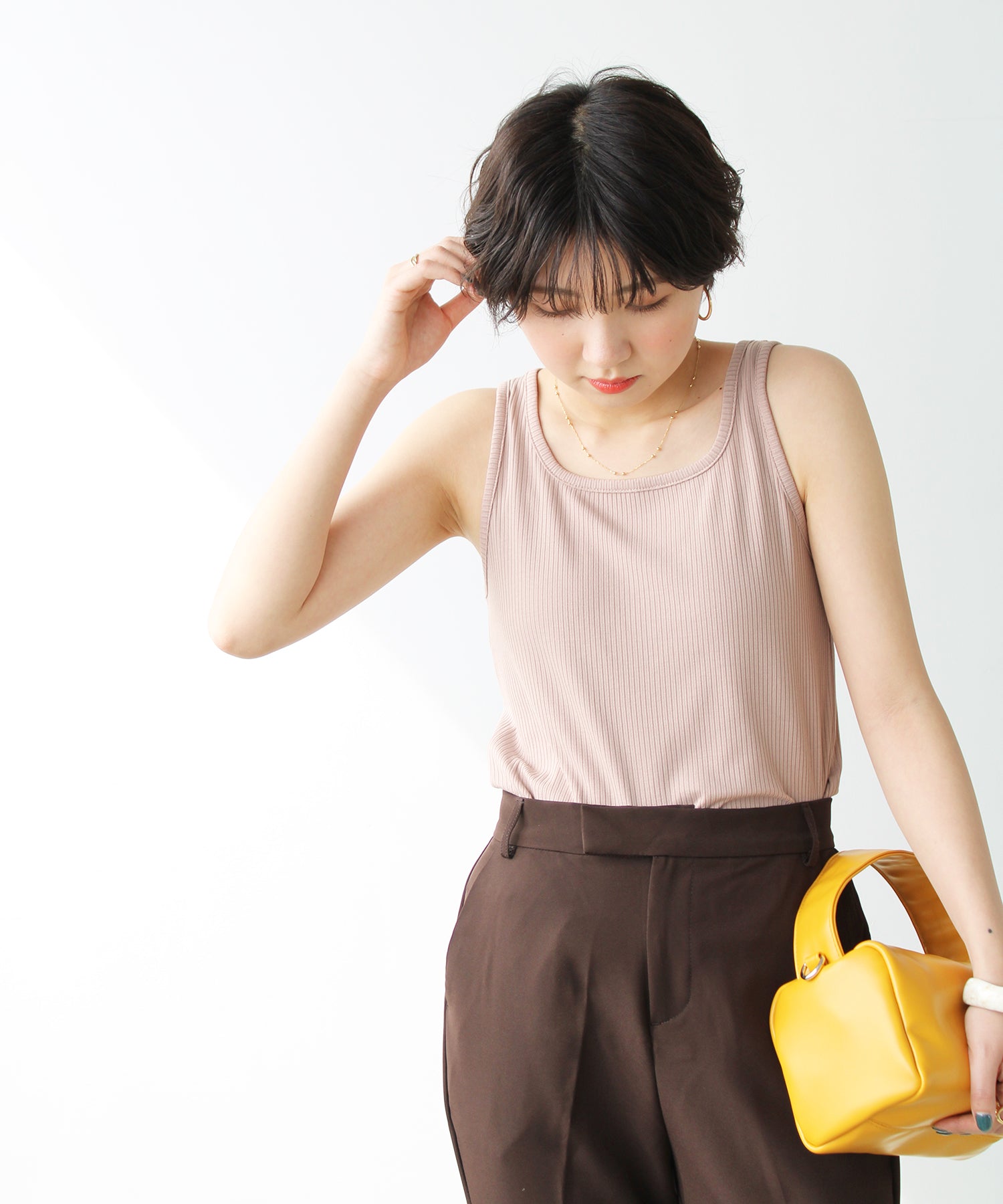 エヌエフ n.f. テレコリブタンクトップ