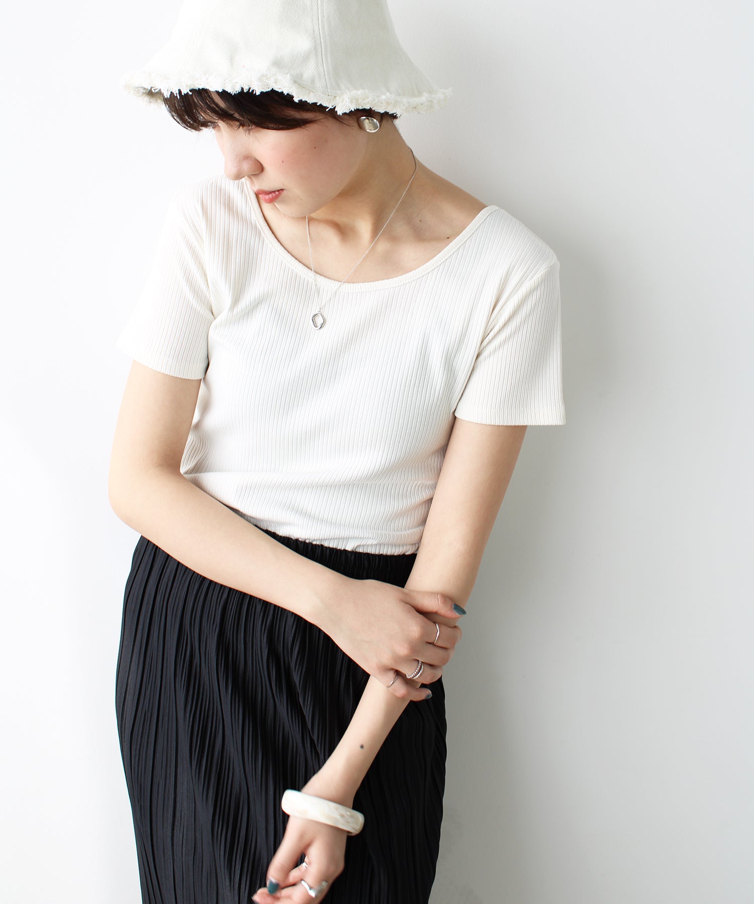 エヌエフ n.f. テレコリブTシャツ