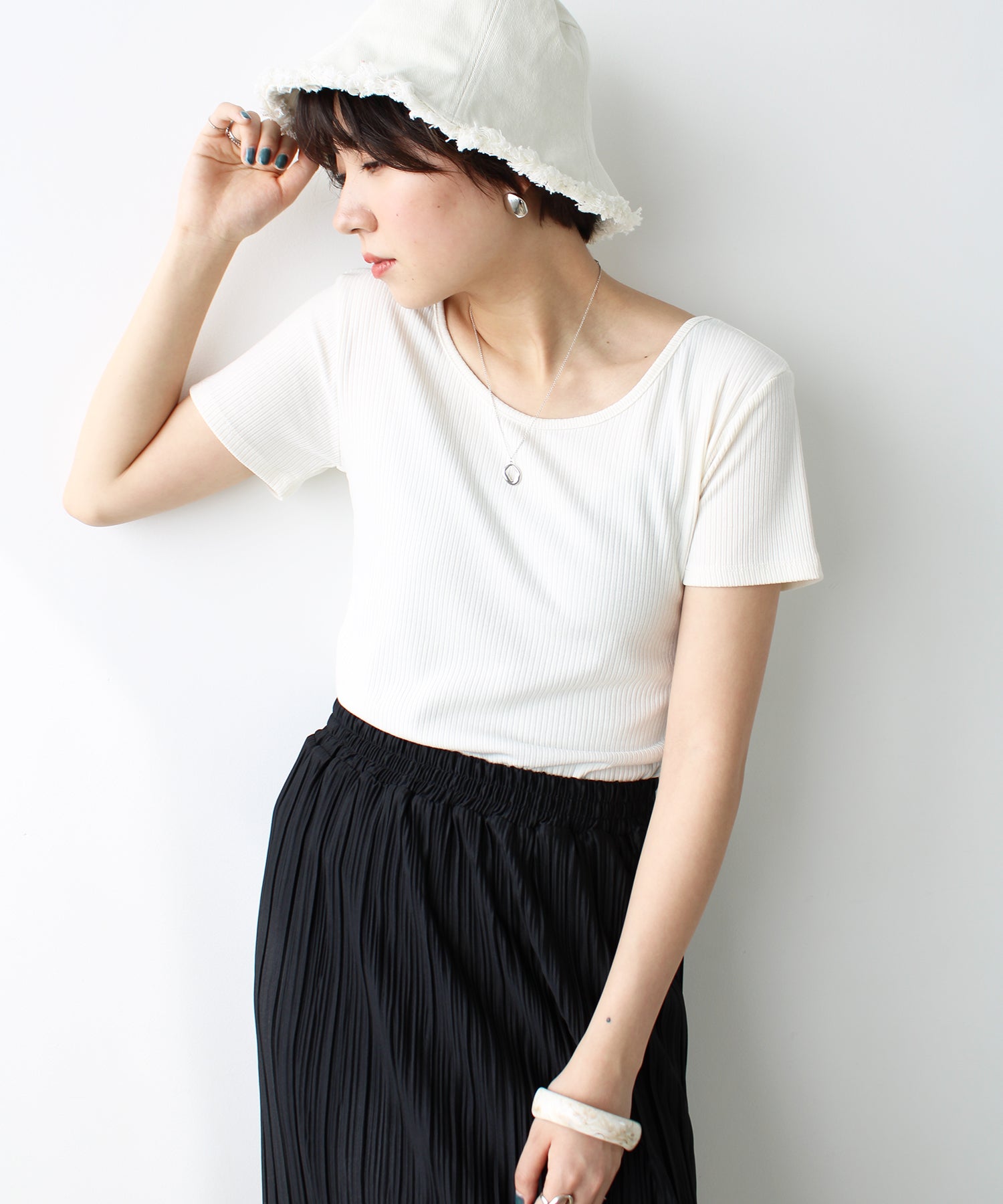 エヌエフ n.f. テレコリブTシャツ