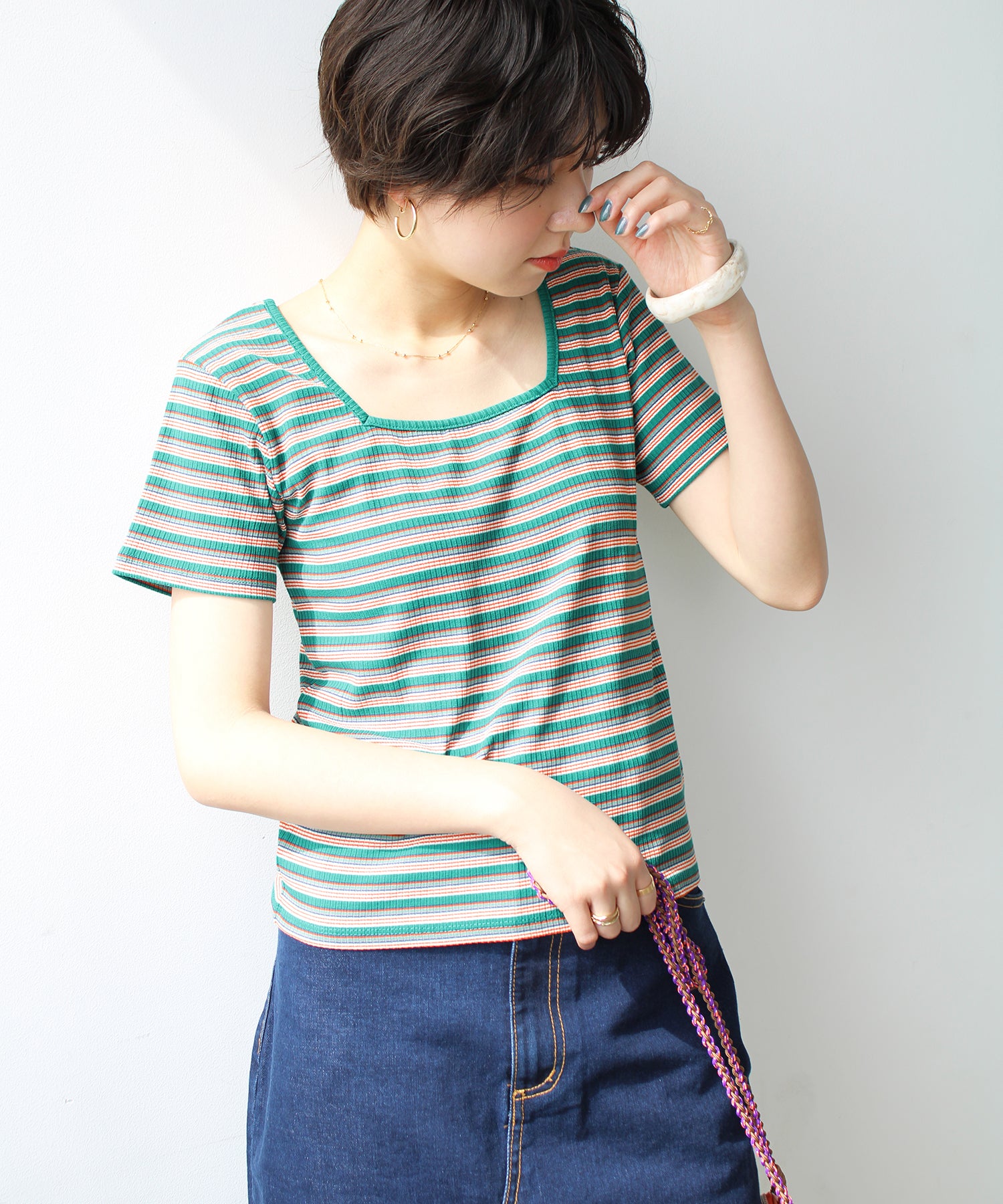 エヌエフ n.f. テレコリブTシャツ