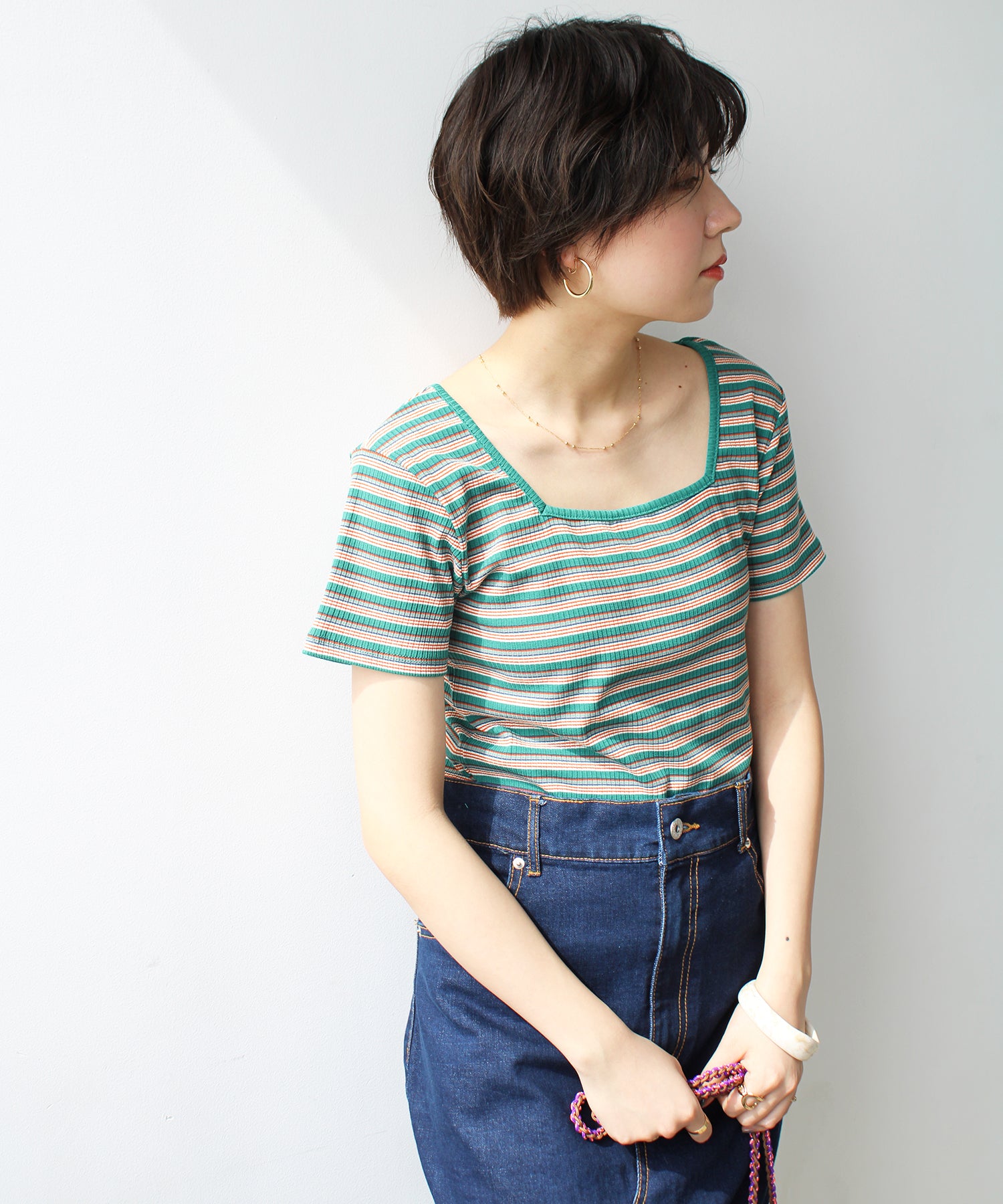 エヌエフ n.f. テレコリブTシャツ