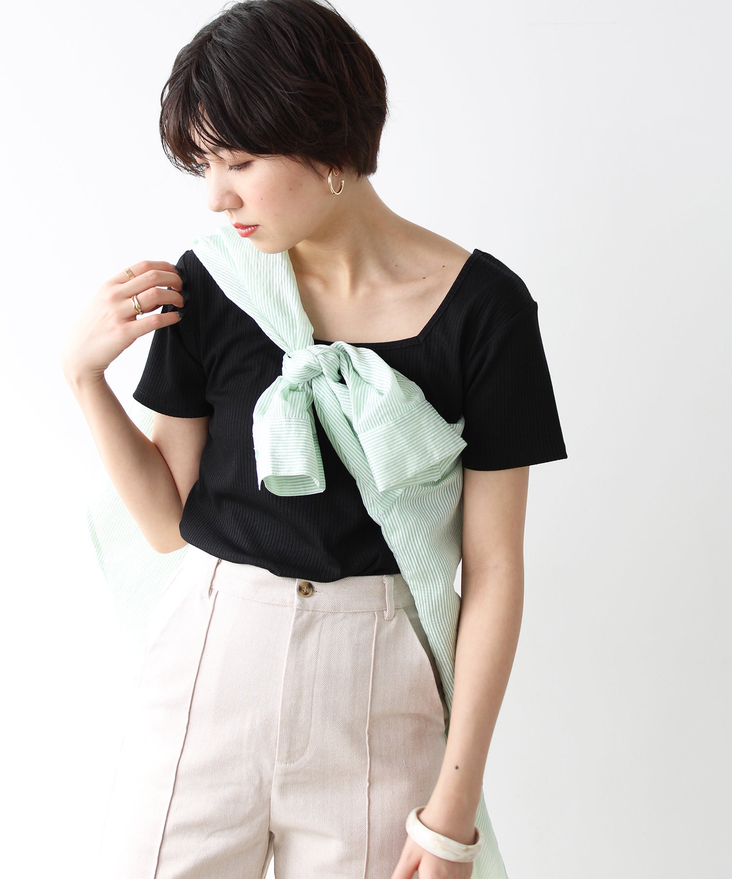エヌエフ n.f. テレコリブTシャツ