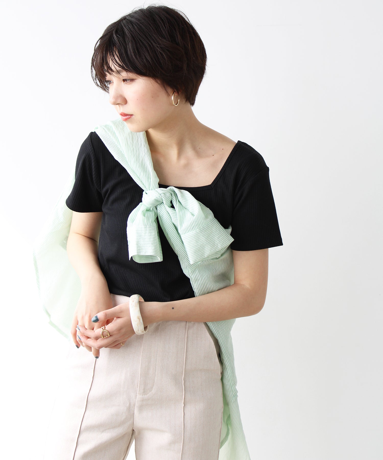 エヌエフ n.f. テレコリブTシャツ