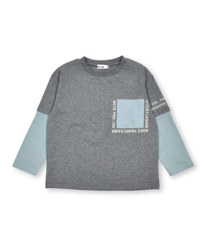 ノイユ エーム ベベ Noeil aime BeBe 重ね着風ポケットTシャツ