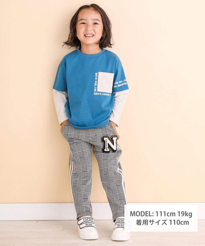ノイユ エーム ベベ Noeil aime BeBe 重ね着風ポケットTシャツ