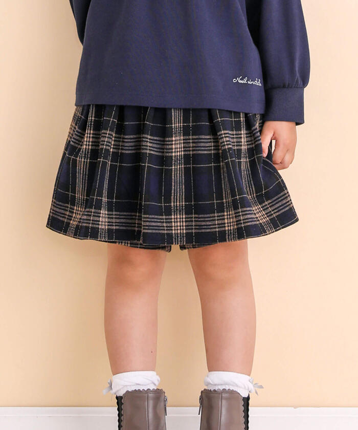 ノイユ エーム ベベ Noeil aime BeBe ボックスプリーツキュロットスカート,ネイビー系