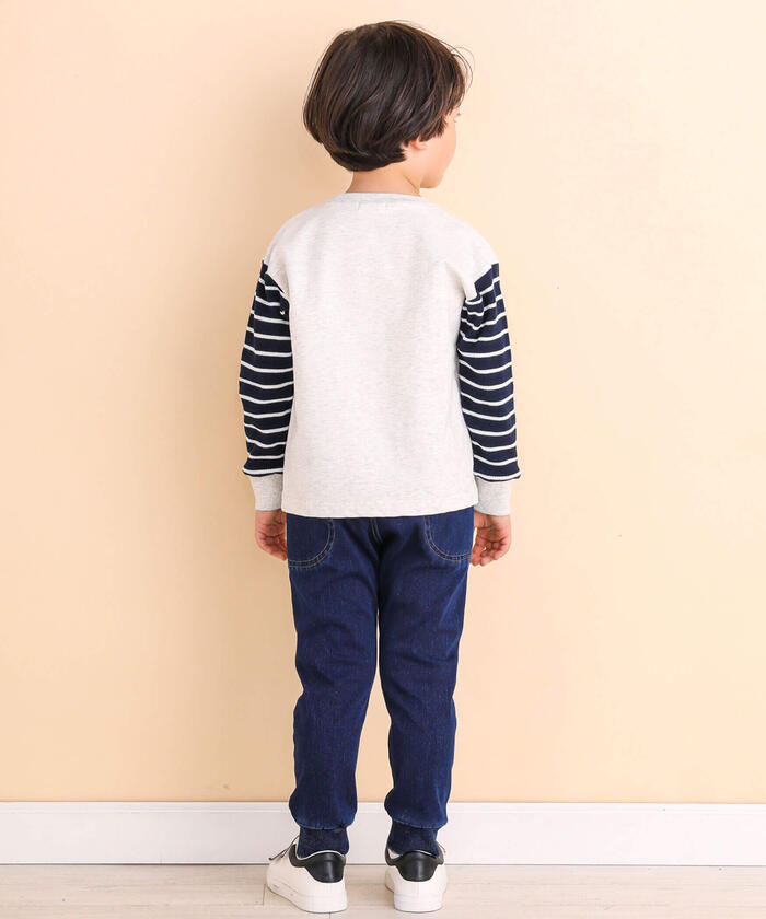ノイユ エーム ベベ Noeil aime BeBe ニットデニムテーパードパンツ