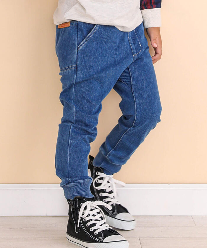 ノイユ エーム ベベ Noeil aime BeBe ニットデニムテーパードパンツ