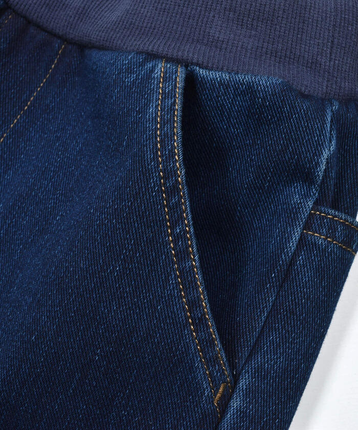 ノイユ エーム ベベ Noeil aime BeBe ニットデニムテーパードパンツ