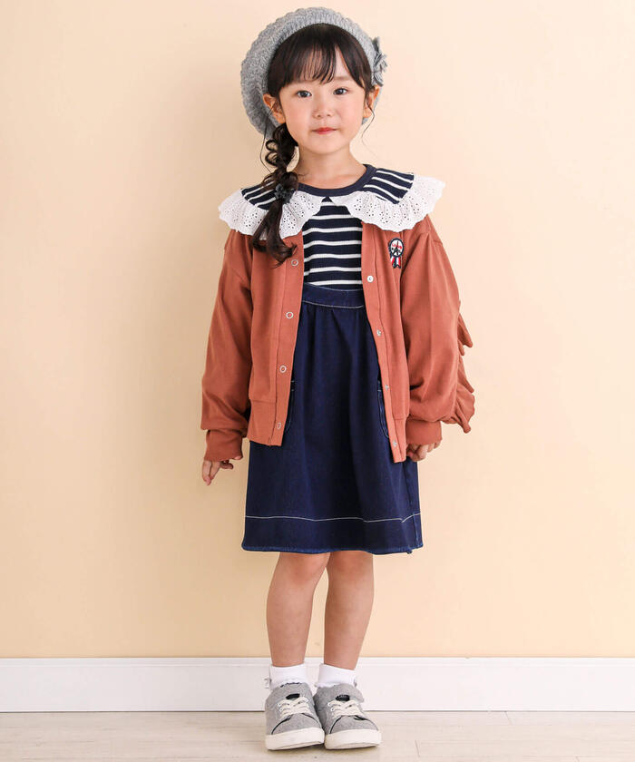 ノイユ エーム ベベ Noeil aime BeBe ニットデニムジャンパースカート