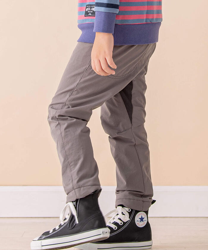 ノイユ エーム ベベ Noeil aime BeBe ストレッチリップストップガゼットクロッチパンツ,グレー
