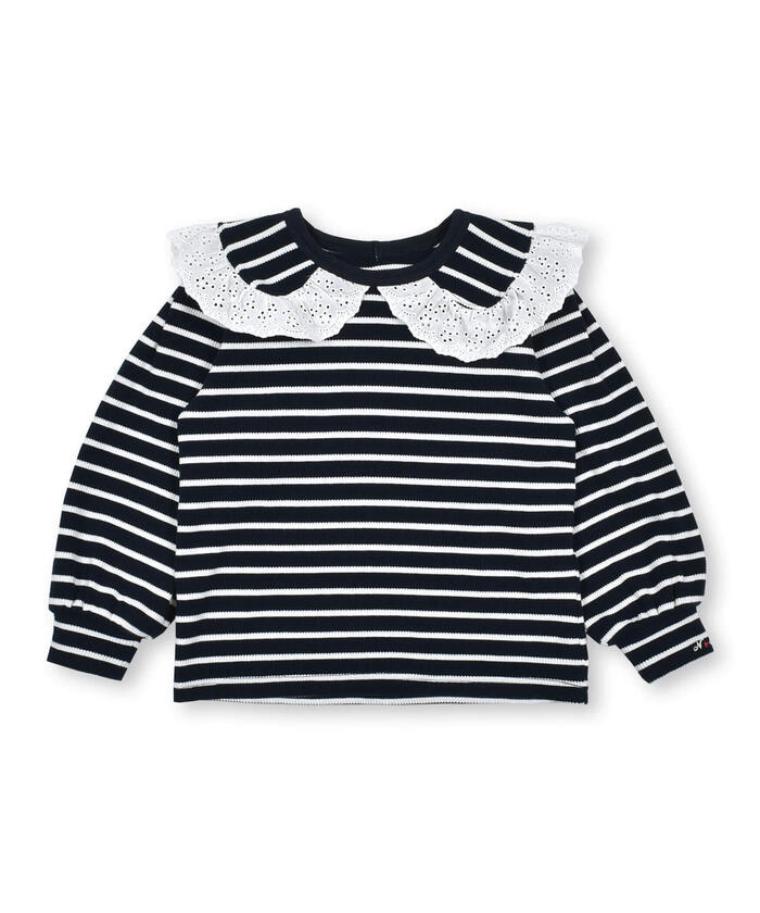 ノイユ エーム ベベ Noeil aime BeBe フラットカラーボーダーブラウスTシャツ