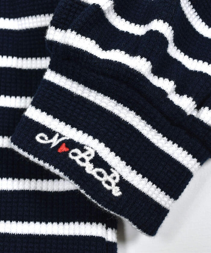 ノイユ エーム ベベ Noeil aime BeBe フラットカラーボーダーブラウスTシャツ