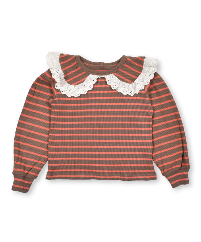 ノイユ エーム ベベ Noeil aime BeBe フラットカラーボーダーブラウスTシャツ