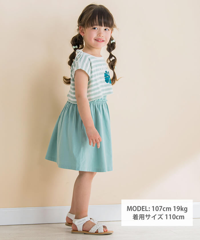 ノイユ エーム ベベ Noeil aime BeBe 【2点セット】ボーダーショートTシャツ＆ランニングワンピース