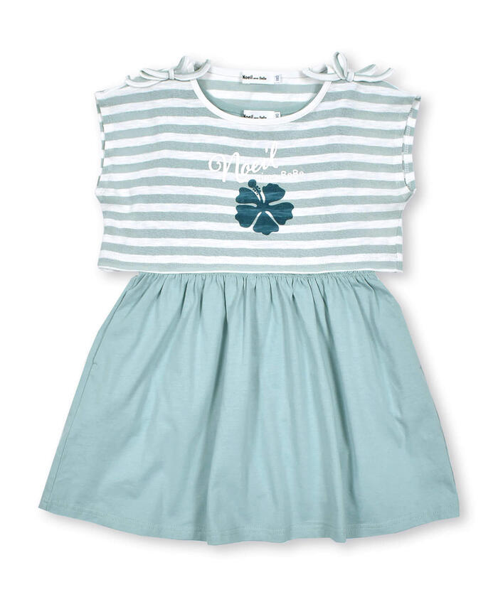 ノイユ エーム ベベ Noeil aime BeBe 【2点セット】ボーダーショートTシャツ＆ランニングワンピース