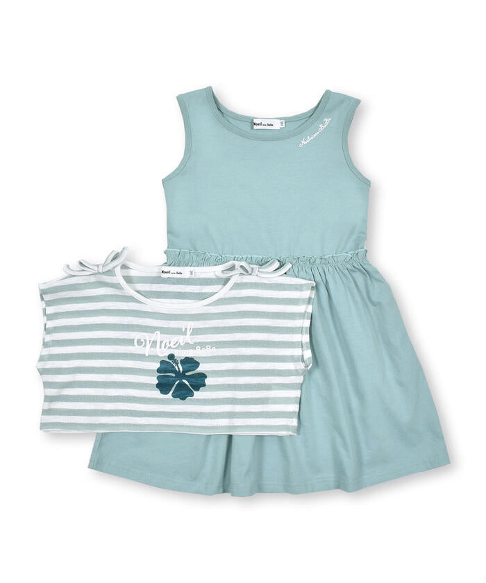 ノイユ エーム ベベ Noeil aime BeBe 【2点セット】ボーダーショートTシャツ＆ランニングワンピース