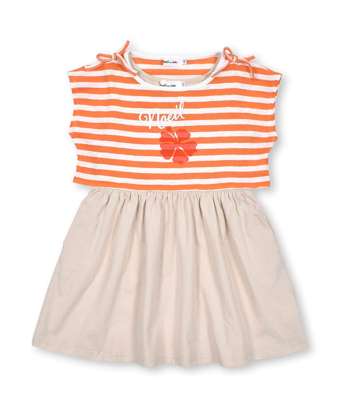 ノイユ エーム ベベ Noeil aime BeBe 【2点セット】ボーダーショートTシャツ＆ランニングワンピース