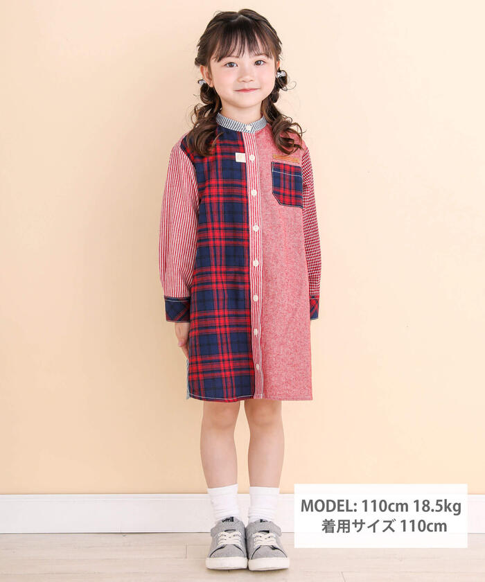 ノイユ エーム ベベ Noeil aime BeBe 【お揃い】クレイジーパターンシャツワンピース