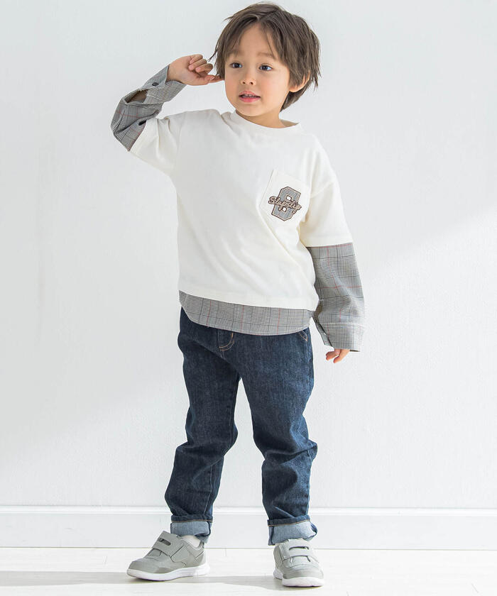 スラップ スリップ SLAP SLIP チェック柄レイヤード長袖Tシャツ