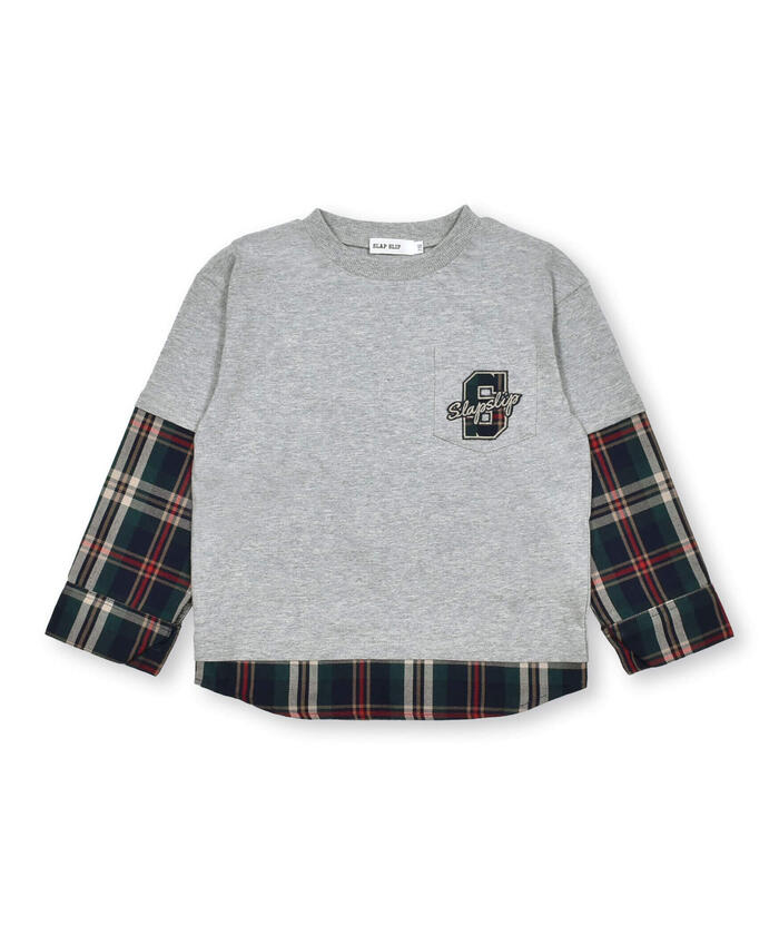 スラップ スリップ SLAP SLIP チェック柄レイヤード長袖Tシャツ