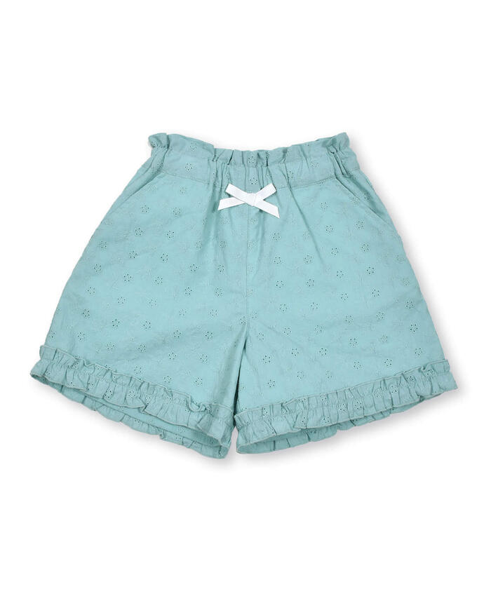 スラップ スリップ SLAP SLIP 【お揃い】裾フリルお花レースハーフパンツ