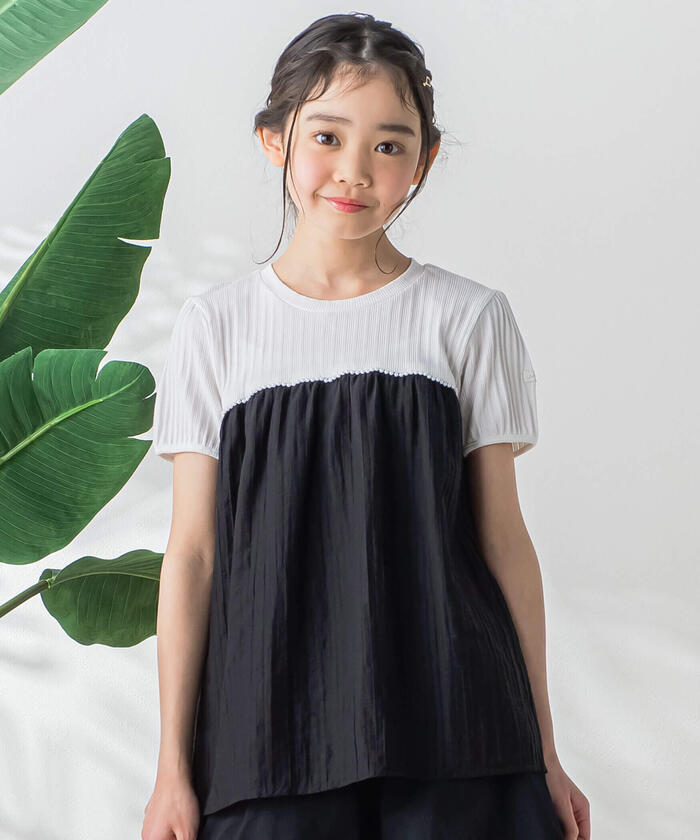 Slap Slip SLAP SLIP 【Matching】 Pearl-like Tape Chiffon Switch Top